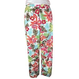 Brooks Brothers Colorful Floral Print Stretch Casual Ankle Pants Spring Summer